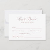 Elegante kalligrafie script roze trouw-RSVP kaart (Voorkant)