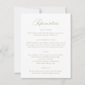 Elegante kalligrafie script sage bruiloft details kaart (Voorkant)