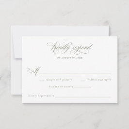 Elegante kalligrafie Script Sage Bruiloft RSVP Kaart