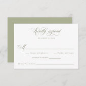 Elegante kalligrafie Script Sage Bruiloft RSVP Kaart (Voorkant / Achterkant)