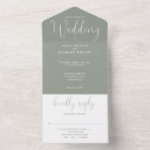 Elegante kalligrafie script Sage Green Wedding All In One Uitnodiging (Binnen)