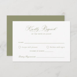 Elegante kalligrafie script sage trouw-RSVP kaart
