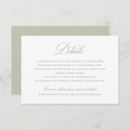 Elegante kalligrafie script sage trouwdetails kaart