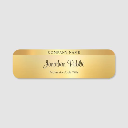 Elegante kalligrafie Script Sjabloon Glamorous Gol Naamplaatje (Voorkant)