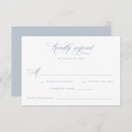 Elegante kalligrafie script stoffig blauwe trouw-R Kaart