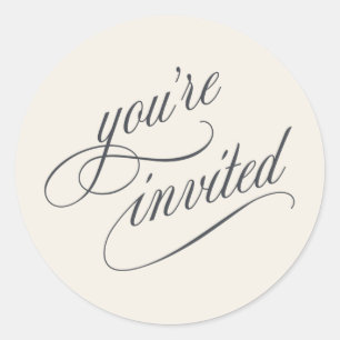 Elegante kalligrafie script typografie ronde sticker