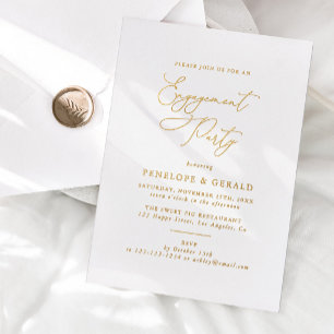 Elegante kalligrafie script verlovingsfeest folie uitnodiging