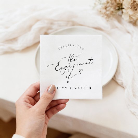 Elegante kalligrafie script verlovingsfeest servet
