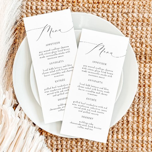 Elegante kalligrafie Script Wedding Menu Kaarten