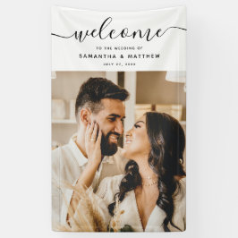 Elegante kalligrafie script Welkom op de bruiloft Spandoek