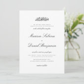 Elegante kalligrafie script witte islamitische bru kaart (Staand voorkant)