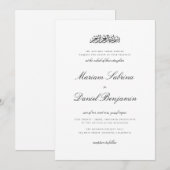 Elegante kalligrafie script witte islamitische bru kaart (Voorkant / Achterkant)