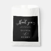 Elegante kalligrafie script zwart bruiloft dank u bedankzakje (Voorkant)