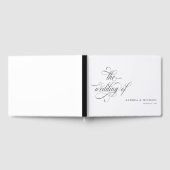 Elegante kalligrafie script zwart-wit bruiloft gastenboek (Volledig)