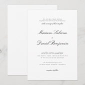 Elegante kalligrafie script zwart-wit bruiloft kaart (Voorkant / Achterkant)