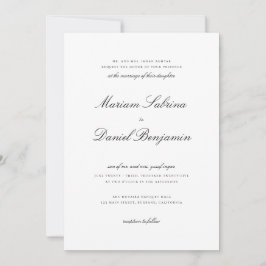 Elegante kalligrafie script zwart-wit bruiloft kaart
