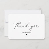 Elegante kalligrafie script zwart wit hart bedankkaart (Voorkant)