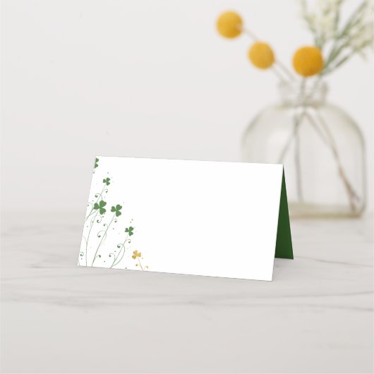 Elegante kalligrafie Shamrock Wildflower bruiloft Plaatskaartje (Achterkant)