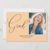 Elegante kalligrafie Single Photo Afstuderen Aankondiging (Voorkant)