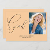 Elegante kalligrafie Single Photo Afstuderen Aankondiging (Voorkant / Achterkant)