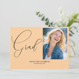 Elegante kalligrafie Single Photo Afstuderen Aankondiging