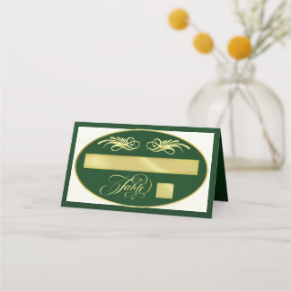Elegante kalligrafie - Smaragd/Goud Plaatskaartje