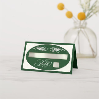 Elegante kalligrafie - Smaragd/Zilver Plaatskaartje