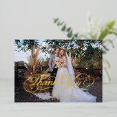 Elegante kalligrafie Stippen Bedankt Fotobruiloft Folie Uitnodiging (Staand Voorkant)