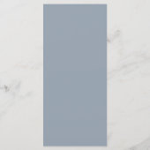 Elegante kalligrafie stoffig blauwe trouwmenu menu (Achterkant)