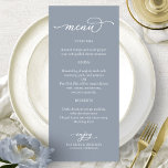 Elegante kalligrafie stoffige blauwe bruiloft menu<br><div class="desc">Elegante kalligrafie stoffige blauwe bruiloft menu</div>