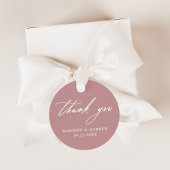 Elegante kalligrafie stoffige Roos bruiloft dank u Bedankjes Labels