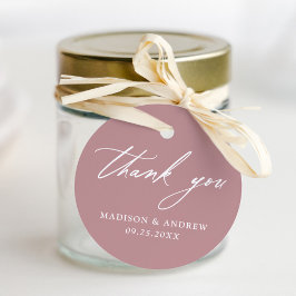 Elegante kalligrafie stoffige Roos bruiloft dank u Bedankjes Labels