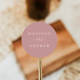 Elegante kalligrafie stoffige Roos bruiloft Ronde Sticker