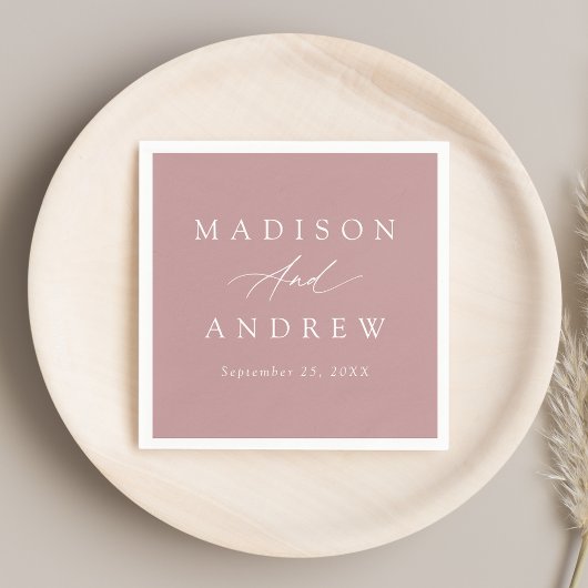 Elegante kalligrafie stoffige Roos bruiloft Servet