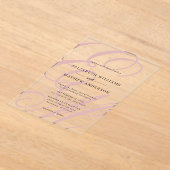 Elegante kalligrafie stoffige roze monogram bruilo acryl uitnodigingen (Laagn)