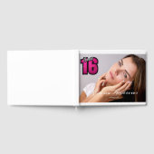 Elegante Kalligrafie Sweet 16 Foto Roze Gastboek Gastenboek (Volledig)