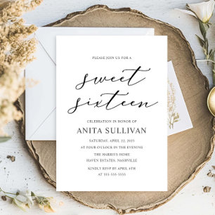 Elegante kalligrafie Sweet Sixteen 16 Verjaardag Kaart