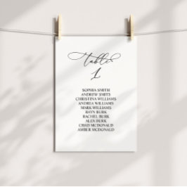 Elegante kalligrafie tafel nummer 1 zitkaart kaart