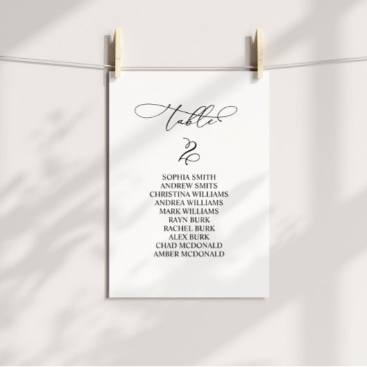 Elegante kalligrafie tafel nummer 2 zitplaatsen ka kaart