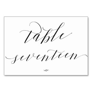 Elegante kalligrafie tafel zeventien receptie kaart