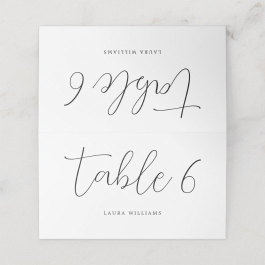 Elegante kalligrafie tafelkaart voor de bruiloft plaatskaartje (Buitenkant ongevouwen)