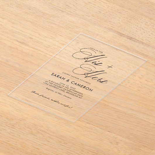 Elegante kalligrafie tijdens zijn paar douche acryl uitnodigingen (Laagn)