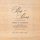 Elegante kalligrafie tijdens zijn paar douche acryl uitnodigingen (Voorkant)