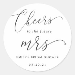 Elegante kalligrafie toekomstige mevrouw bruidsfee ronde sticker