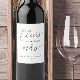Elegante kalligrafie Toekomstige Mevrouw Bruidsfee Wijn Etiket