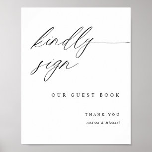 Elegante kalligrafie trouw gast boek bord poster