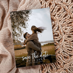 Elegante kalligrafie trouw save the date foto kaart