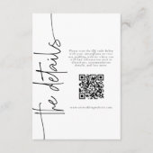 Elegante kalligrafie trouwdetails QR-code Informatiekaartje (Voorkant)