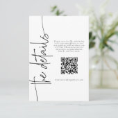 Elegante kalligrafie trouwdetails QR-code Informatiekaartje (Staand voorkant)