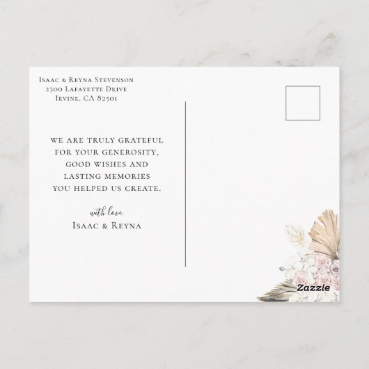 Elegante kalligrafie Trouwfoto Bedankt Briefkaart (Achterkant)